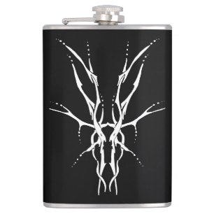 Schwarz-Weiß-Stammhirschschädel-Jagd-Design Flachmann