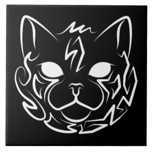 Schwarz-Weiß-Stammkatze Fliese