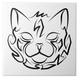 Schwarz-Weiß-Stammkatze Fliese