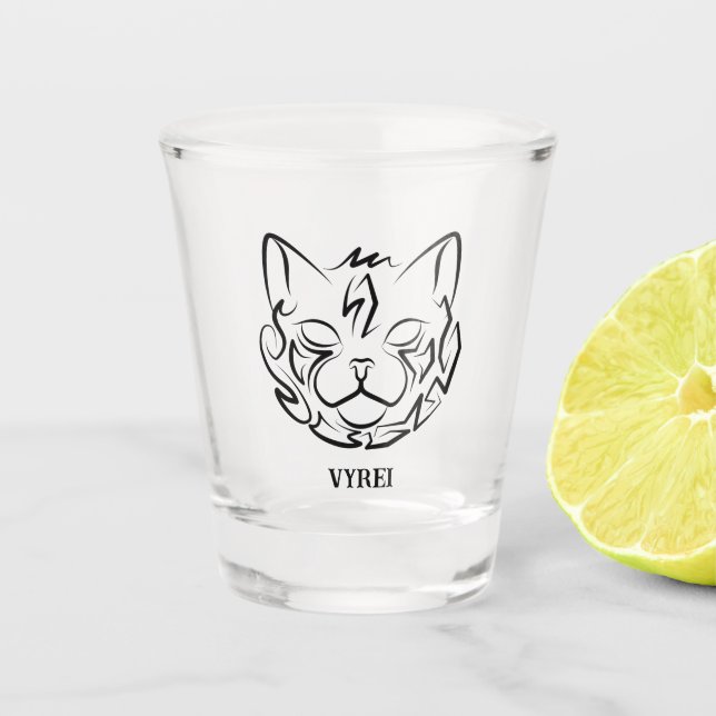 Schwarz-Weiß-Stammkatze Schnapsglas (Vorderseite)