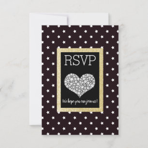Schwarz-weiß-Star-Gold-Herz-UAWG RSVP Karte