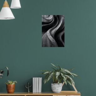 Schwarz Weiß Stein Kurven Raum Poster