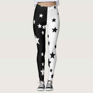 Schwarz-Weiß-Stern-Leggings Leggings