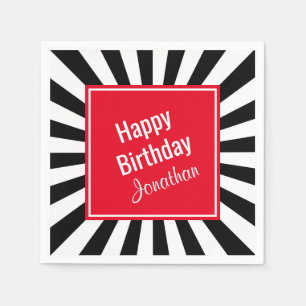 Schwarz-Weiß-Sternexplosion Streifen für jeden Fal Serviette