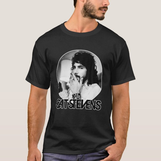 Schwarz-Weiß Stevens Design Arts Katzen Musik Sin T-Shirt (Vorderseite)