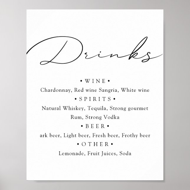 Schwarz-Weiß. Stilvolle kalligraphische Hochzeitsk Poster (Vorne)