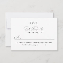 Schwarz-Weiß Stilvolle Minimal Calligrafy Wedding RSVP Karte