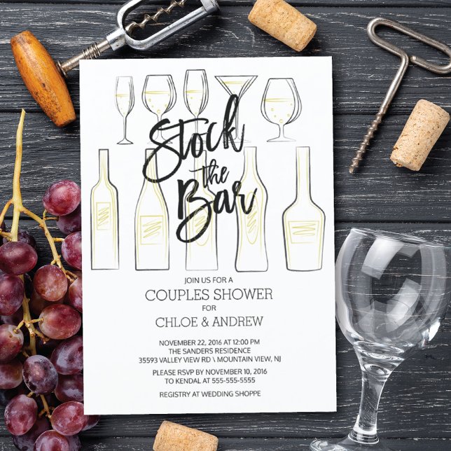 Schwarz-weiß Stock die Bar Couples Dusche einladen Einladung (Von Creator hochgeladen)