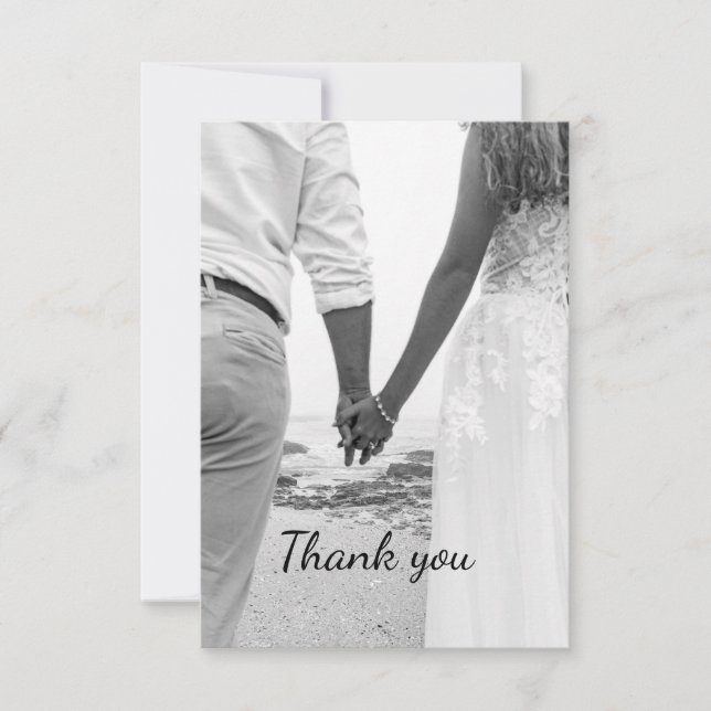 Schwarz-Weiß Strand Hochzeit danke (Vorderseite)