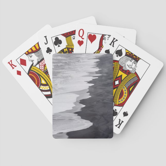 Schwarz-Weiß-Strand landschaftlich Spielkarten (Rückseite)