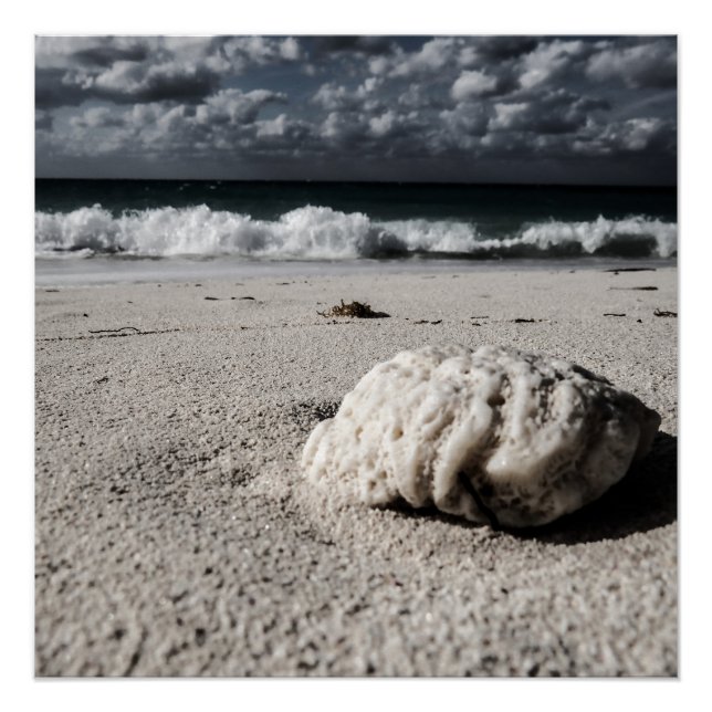 Schwarz-Weiß-Strand Poster (Vorderseite)