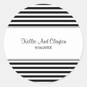 Schwarz/Weiß Streifen auf der Hochzeitstickerei Runder Aufkleber