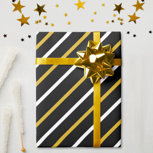 Schwarz-Weiß-Streifen auf schwarzem Hintergrund Geschenkpapier