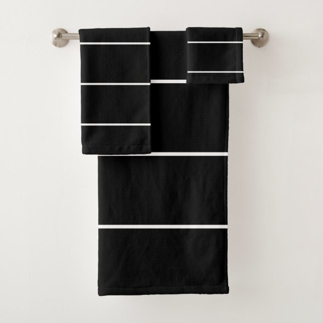 Schwarz-Weiß-Streifen Badhandtuch Set (Insitu)