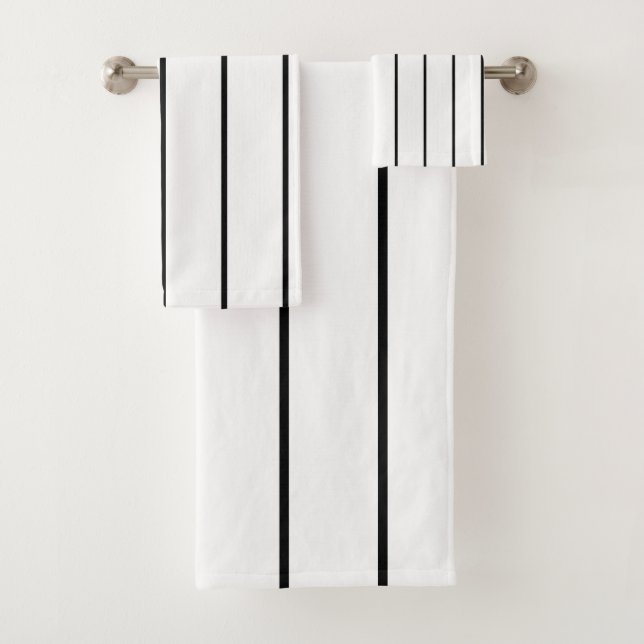 Schwarz-Weiß-Streifen Badhandtuch Set (Insitu)