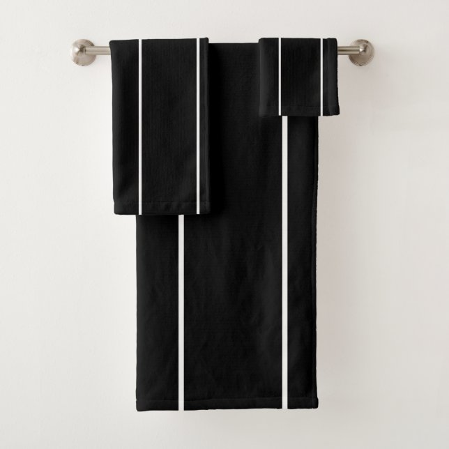 Schwarz-Weiß-Streifen Badhandtuch Set (Insitu)