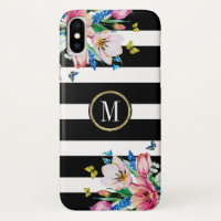 Schwarz-Weiß-Streifen & Blume & Schmetterlinge