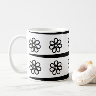Schwarz-Weiß-Streifen Blumenmuster Kaffeetasse