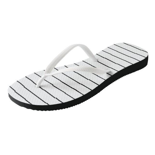 Schwarz-Weiß-Streifen Flip Flops (Schrägansicht)