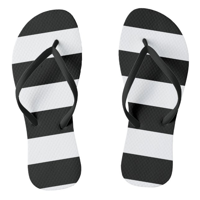 Schwarz-Weiß-Streifen Flip Flops (Fußbett)