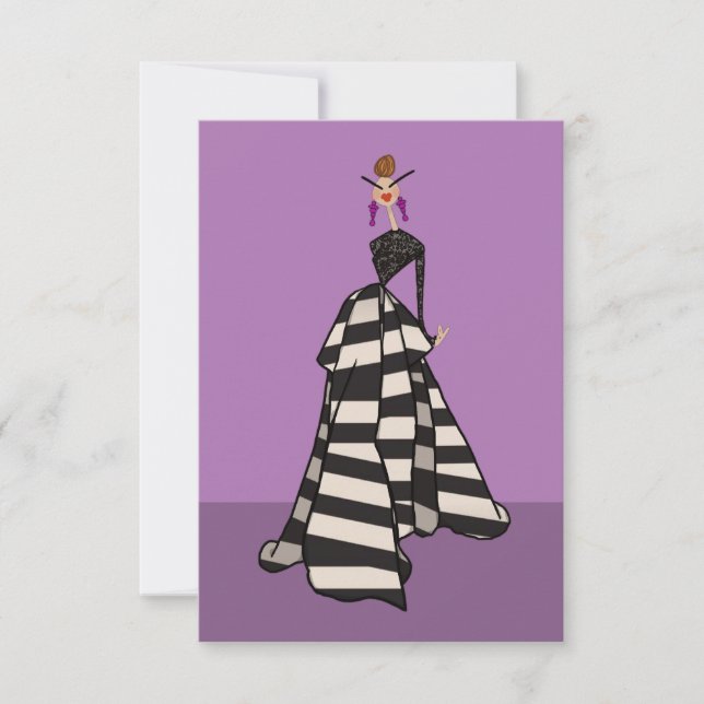 Schwarz/Weiß Streifen Frauenfarbenkarte (Vorderseite)