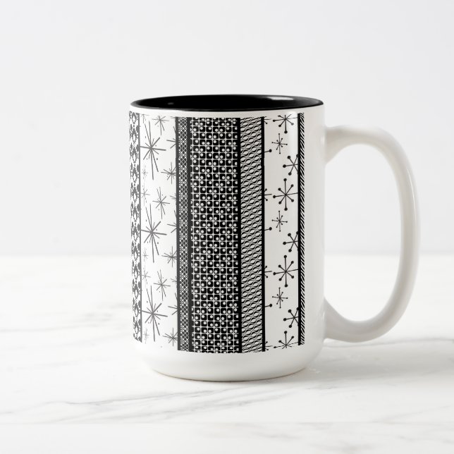 Schwarz-Weiß-Streifen für das hintere Muster 1 Zweifarbige Tasse (Rechts)