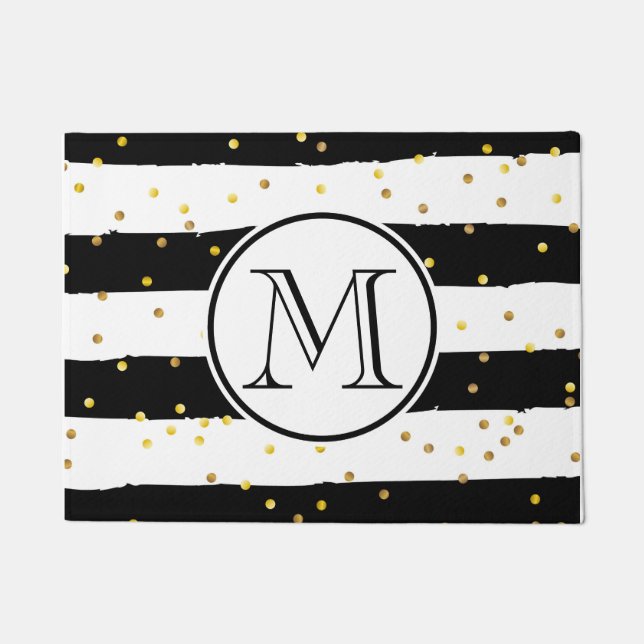 Schwarz-Weiß-Streifen Fußmatte (Vorderseite)