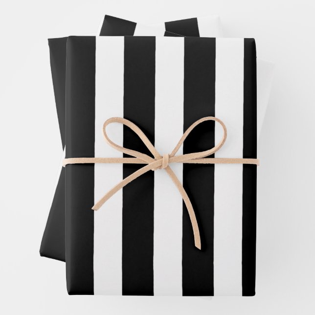 Schwarz-Weiß-Streifen Geschenkpapier Set (Beispiel)
