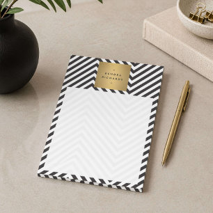 Schwarz Weiß Streifen Gold Minimalist Modern Post-it Klebezettel