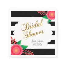 Schwarz-Weiß-Streifen, Gold | Rosa Brautparty