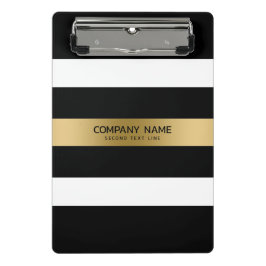 Schwarz-Weiß-Streifen Goldakzent Mini Klemmbrett