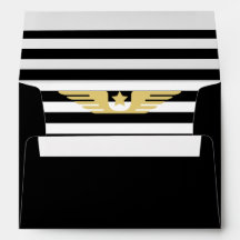 Schwarz-Weiß-Streifen & goldene Sterne & Pilotenfl