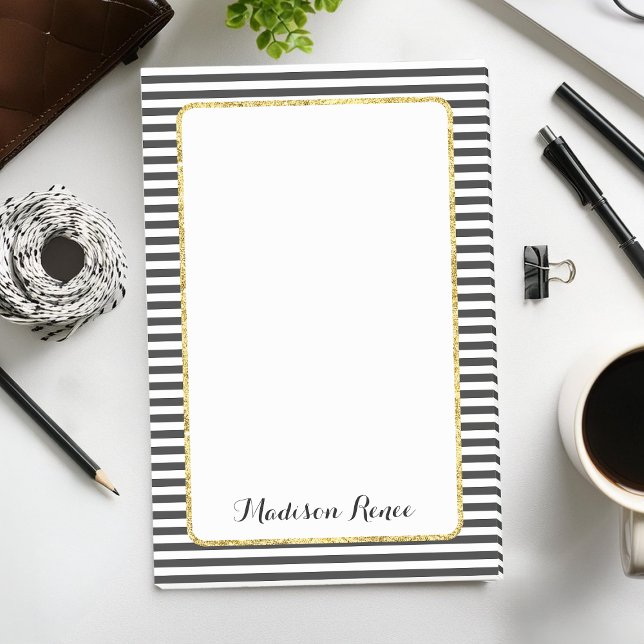 Schwarz-Weiß Streifen, Goldfolie Post-it Klebezettel (Von Creator hochgeladen)