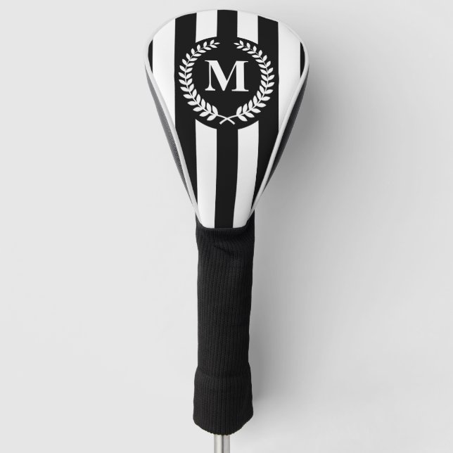 Schwarz-Weiß-Streifen Golf Headcover (Vorderseite)