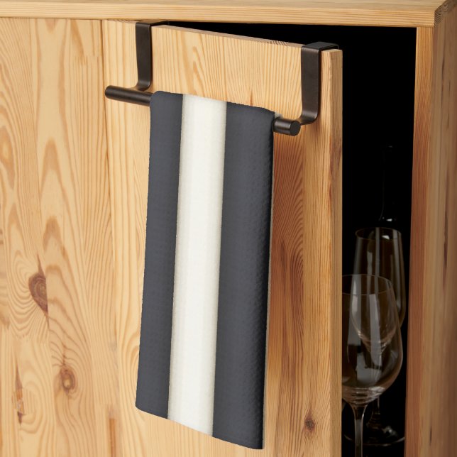 Schwarz-Weiß Streifen Gotische Viktorianische Fant Geschirrtuch (Drittel gefaltet)