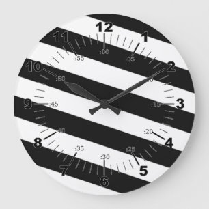 Schwarz-Weiß-Streifen Große Wanduhr