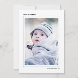 Schwarz-Weiß-Streifen Happy Hanukkah Familie Foto Feiertagskarte