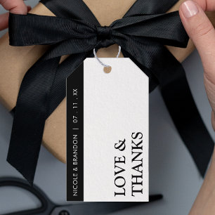 Schwarz-Weiß-Streifen Hochzeit Vielen Dank Geschenkanhänger