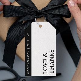 Schwarz-Weiß-Streifen Hochzeit Vielen Dank Geschenkanhänger