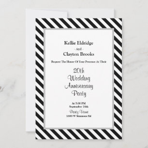 Schwarz/Weiß Streifen Hochzeitsszenario-Party Einladung