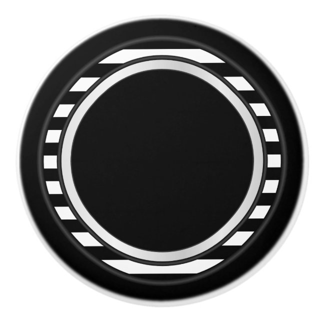 Schwarz-Weiß-Streifen Keramikknauf (Vorderseite)