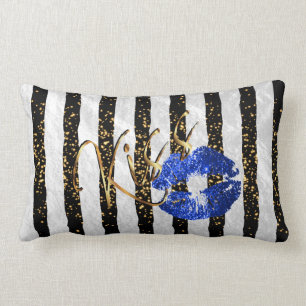 Schwarz-Weiß-Streifen Kiss Me Lendenkissen