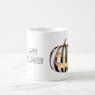 Schwarz Weiß Streifen Kürbis Kaffeetasse