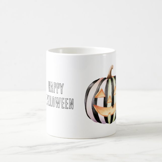Schwarz Weiß Streifen Kürbis Kaffeetasse (Mittel)