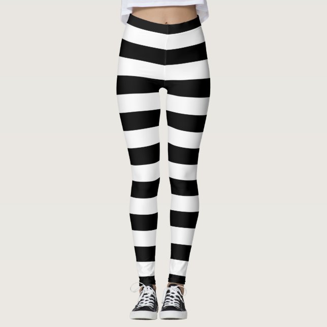 Schwarz-Weiß-Streifen Leggings (Vorderseite)