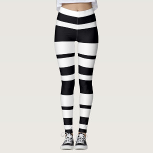 Schwarz-Weiß-Streifen Leggings