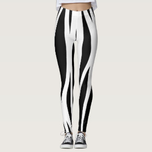 Schwarz-Weiß-Streifen Leggings