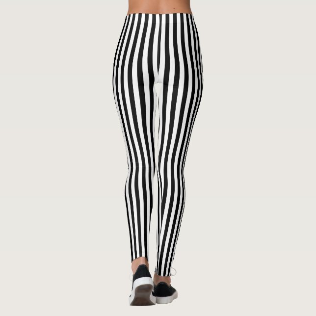 Schwarz-Weiß-Streifen Leggings (Rückseite)