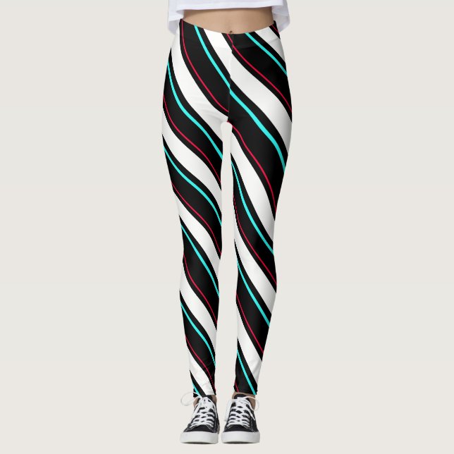 Schwarz-Weiß-Streifen Leggings (Vorderseite)