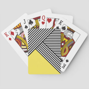 Schwarz-Weiß-Streifen mit gelbem Dreieck Spielkarten